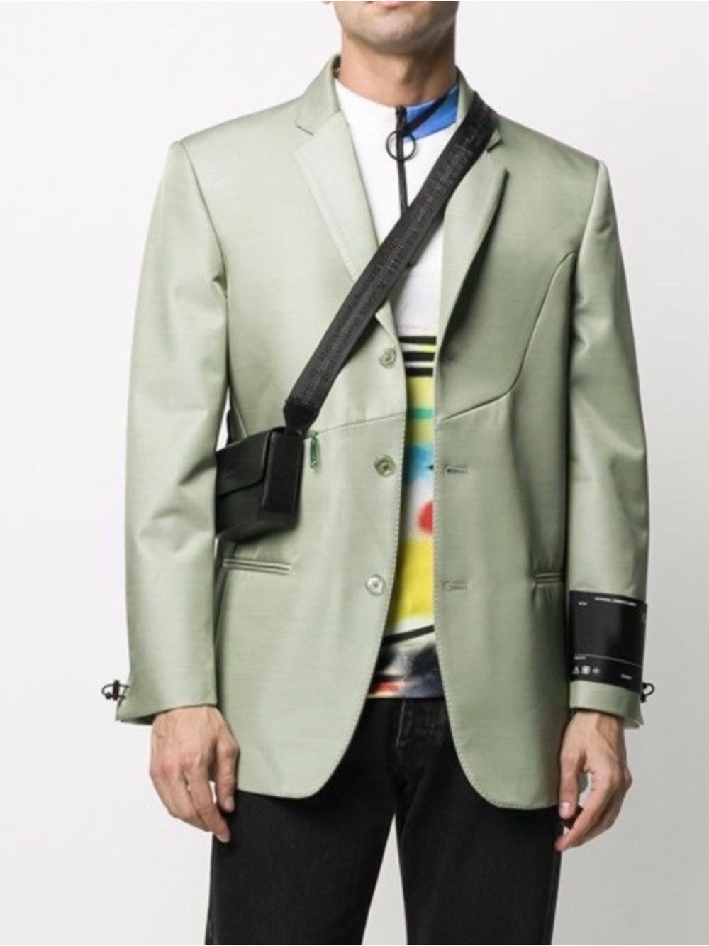 Off-White Sage Green Single-Breasted Blazer